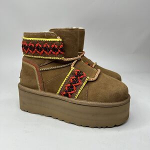 UGG Classic Mini II Braid Platform Boots “Chestnut Suede” 2023